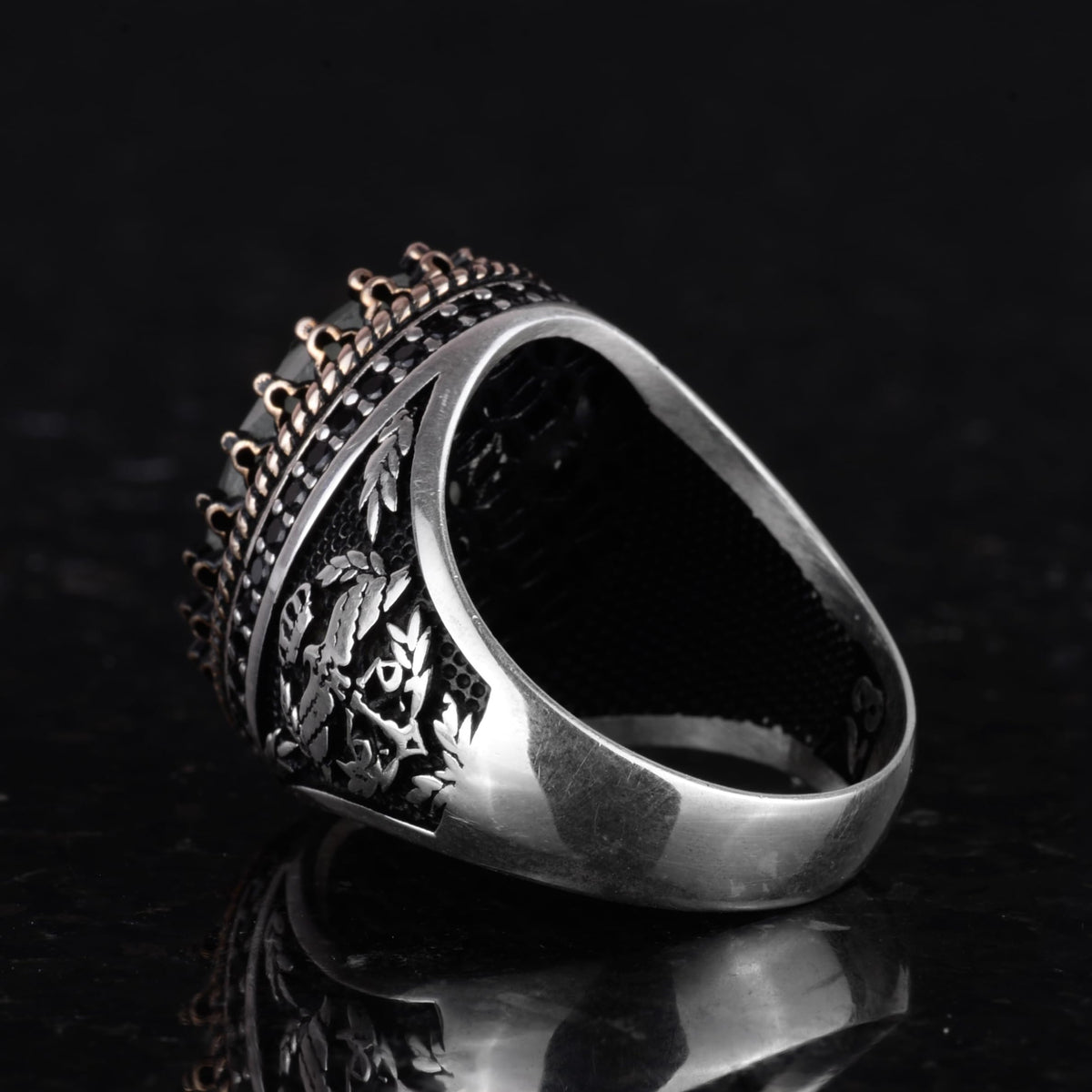 Natural Stone Ring - Handmade Eagle Ring - 925 Sterling Silver (Model-5) — 7