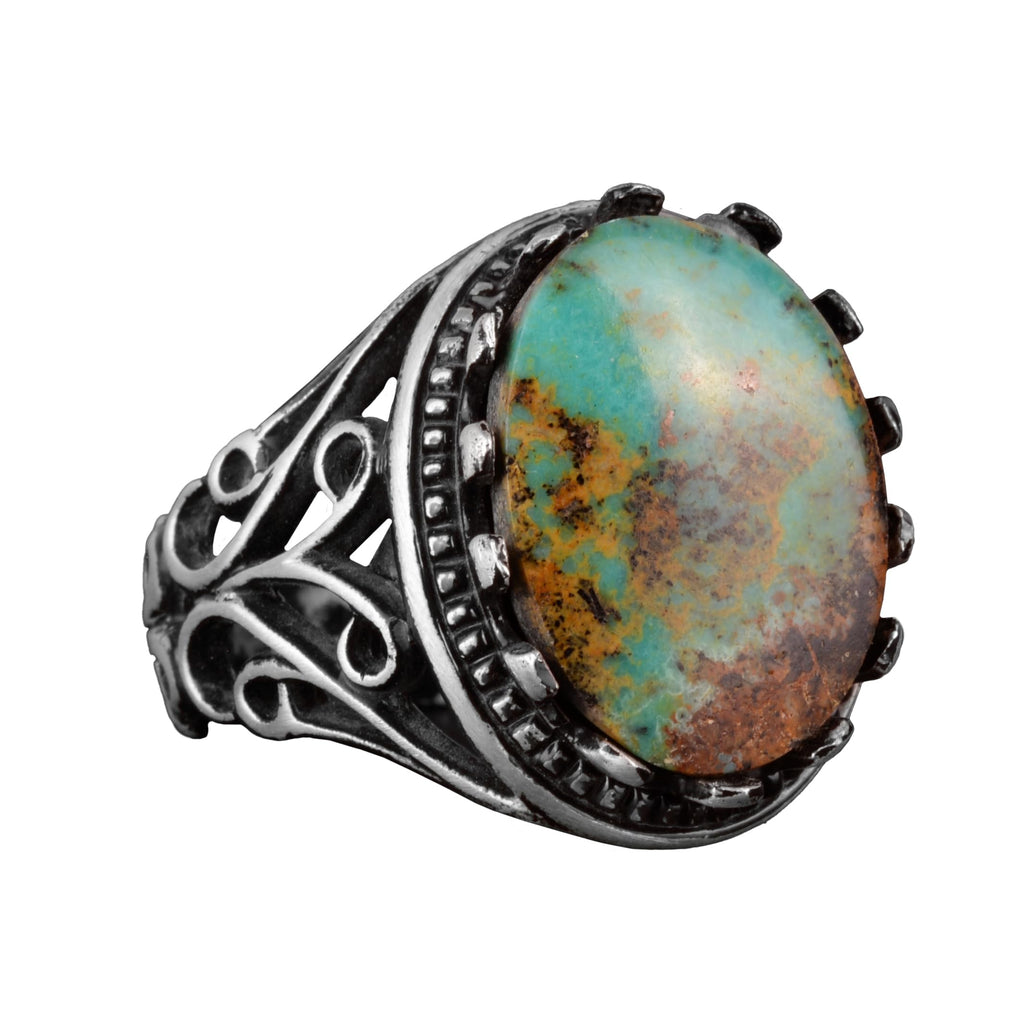 Natural Arizona Turquoise Stone Ring, 925 Sterling Silver Ring (Model-8)