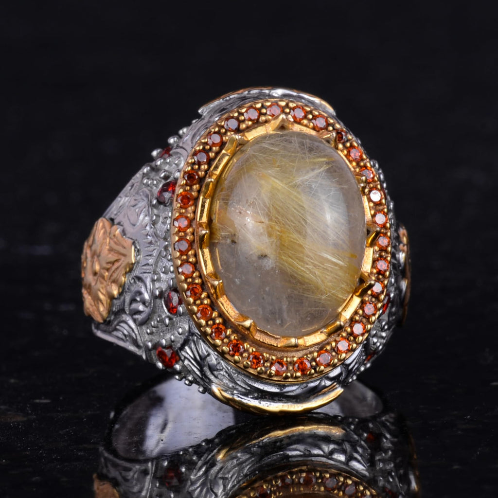 Natural Stone Sultan Ring - 925 Sterling Silver — 6