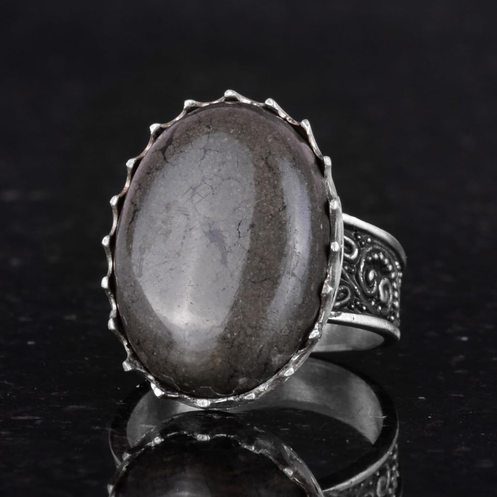 Natural Pyrite Stone Ring - 925 Sterling Silver Handmade Ring — 6