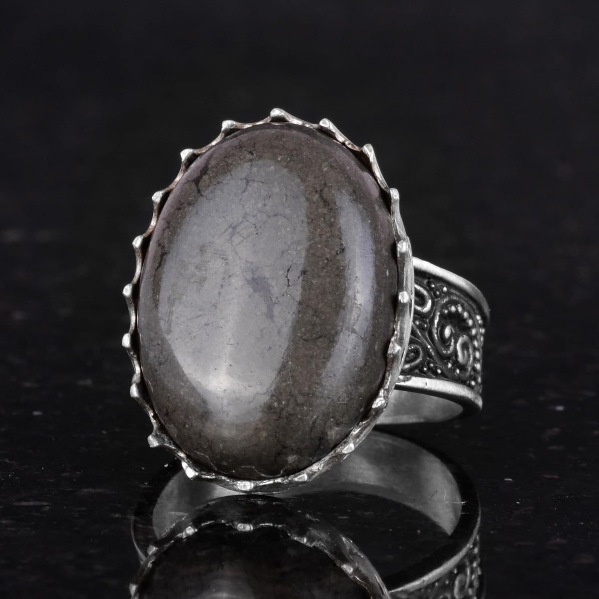 Natural Pyrite Stone Ring - 925 Sterling Silver Handmade Ring — 6