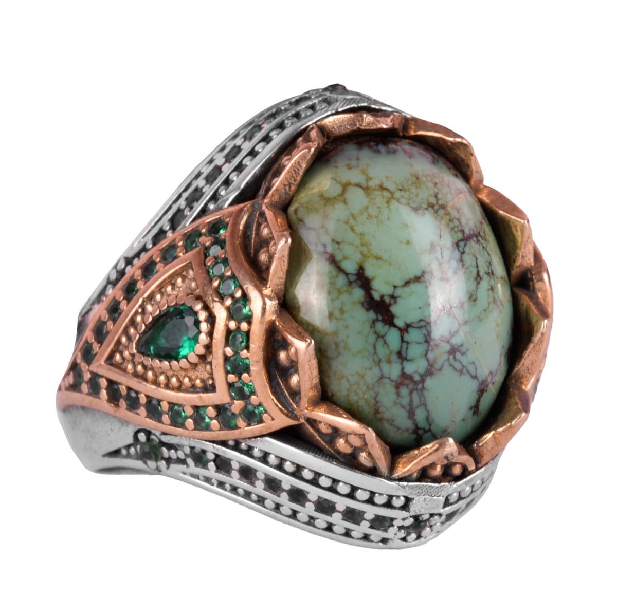 Natural Arizona Turquoise Stone Ring, Sultan Ring, Silver Ring