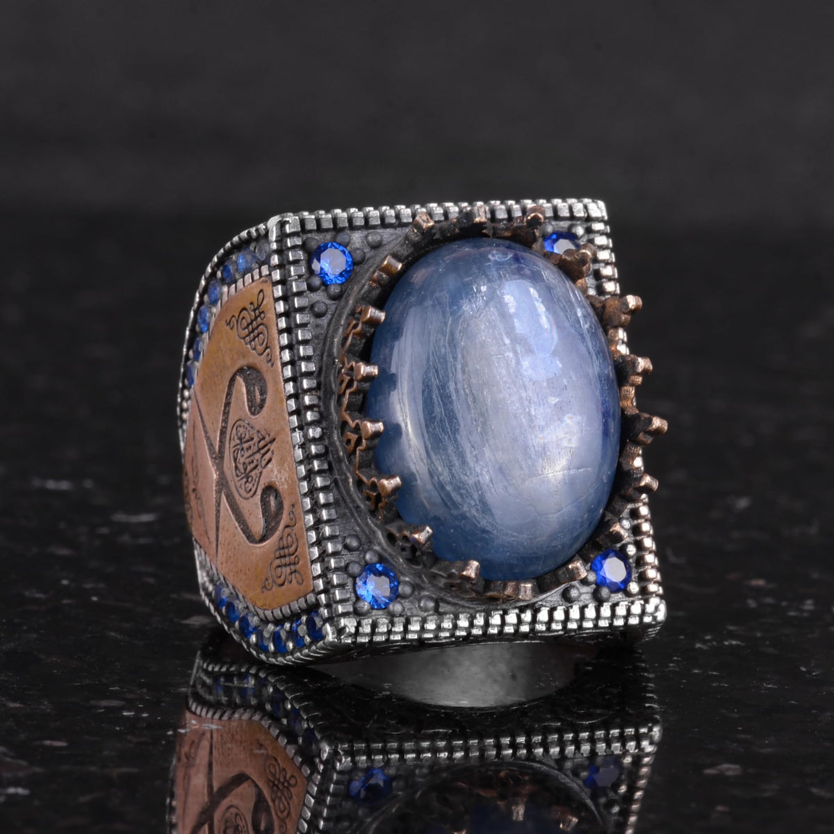 Natural Kyanite Stone Ring - 925 Sterling Silver Islamic Ring — 5