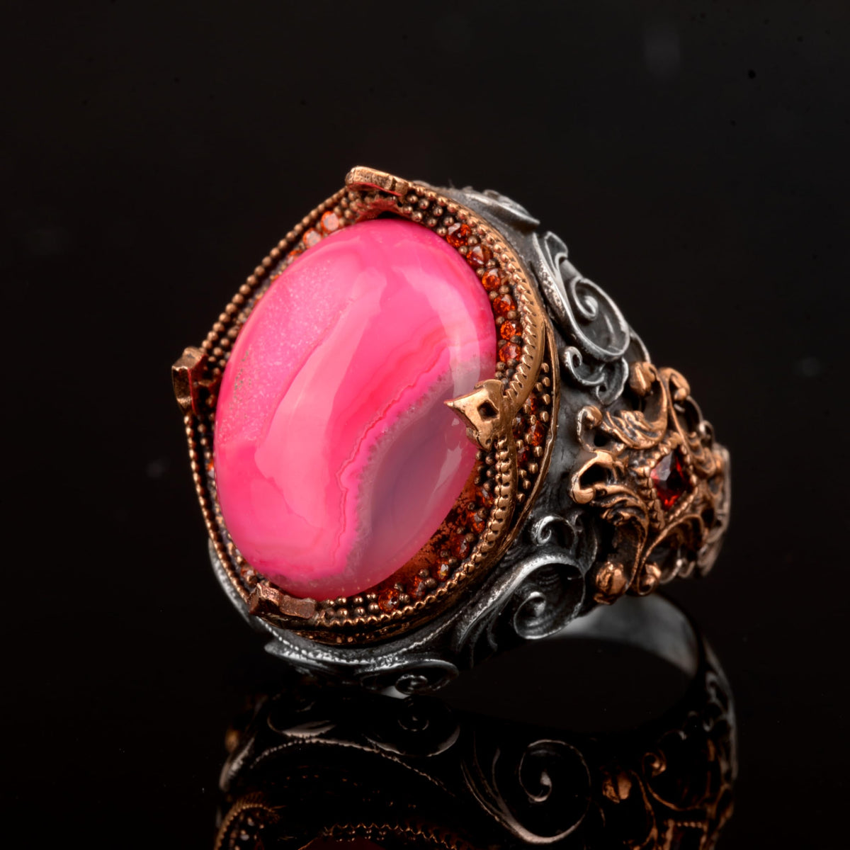 Natural Drusy Crystal Quartz Ring, 925 Sterling Silver — 5