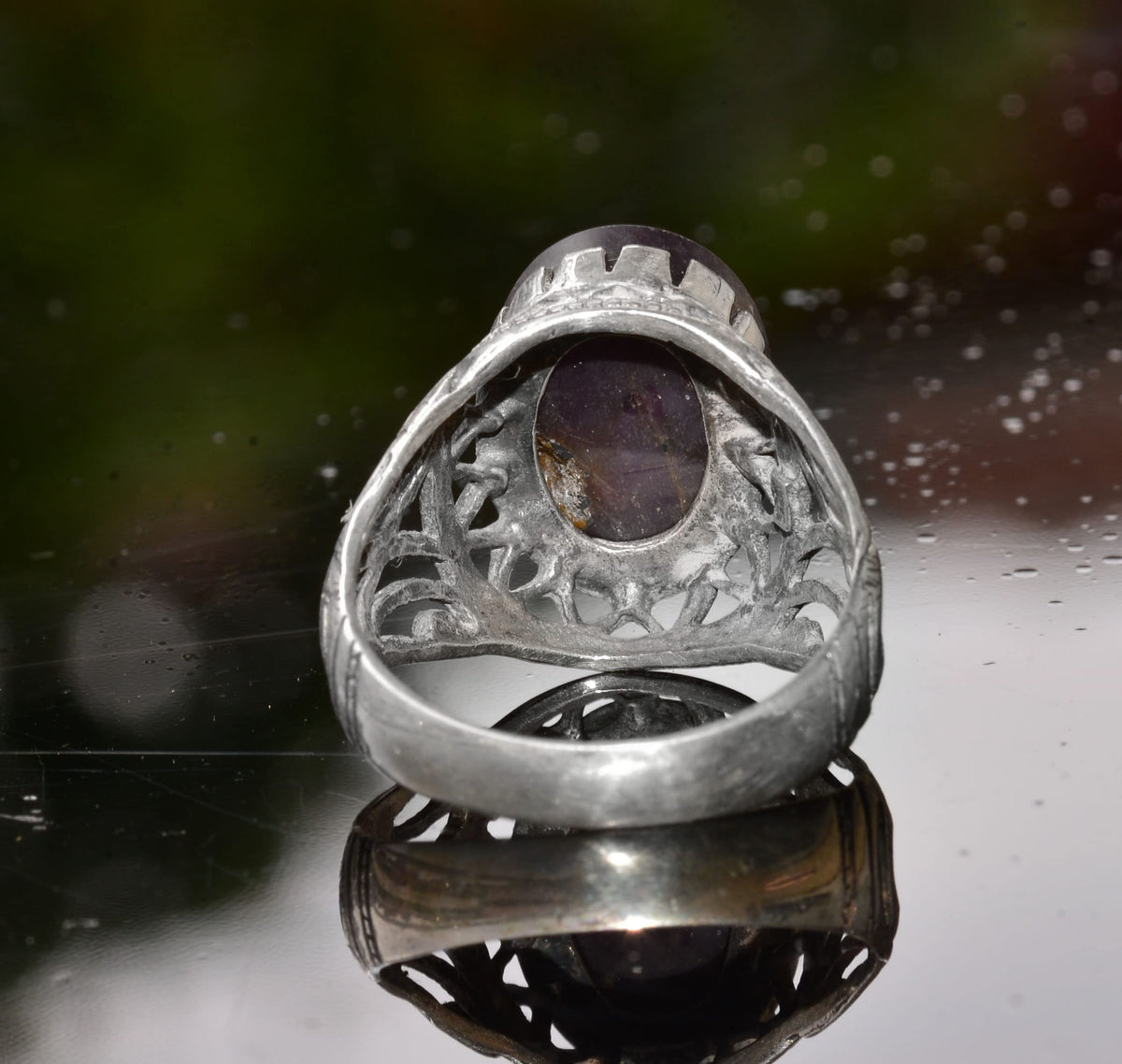 Natural Star Sapphire Stone Ring - 925 Sterling Silver Men's Ring — 8