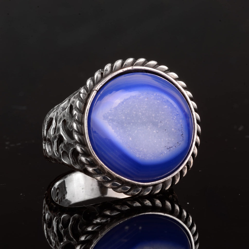 925 Sterling Silver Ring with Natural Druzy Quartz Stone (Model-2) — 5