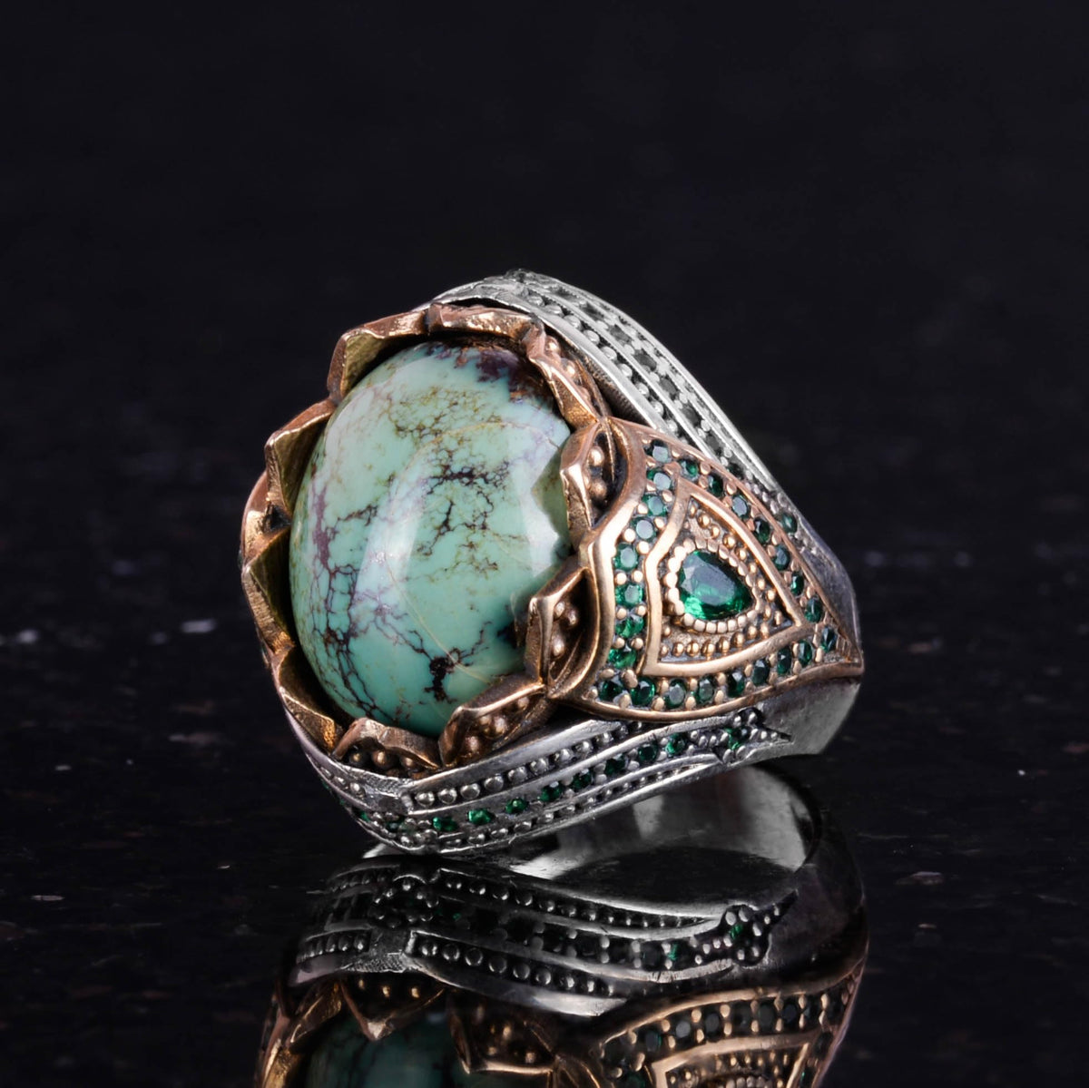 Natural Arizona Turquoise Stone Ring, Sultan Ring, Silver Ring — 5