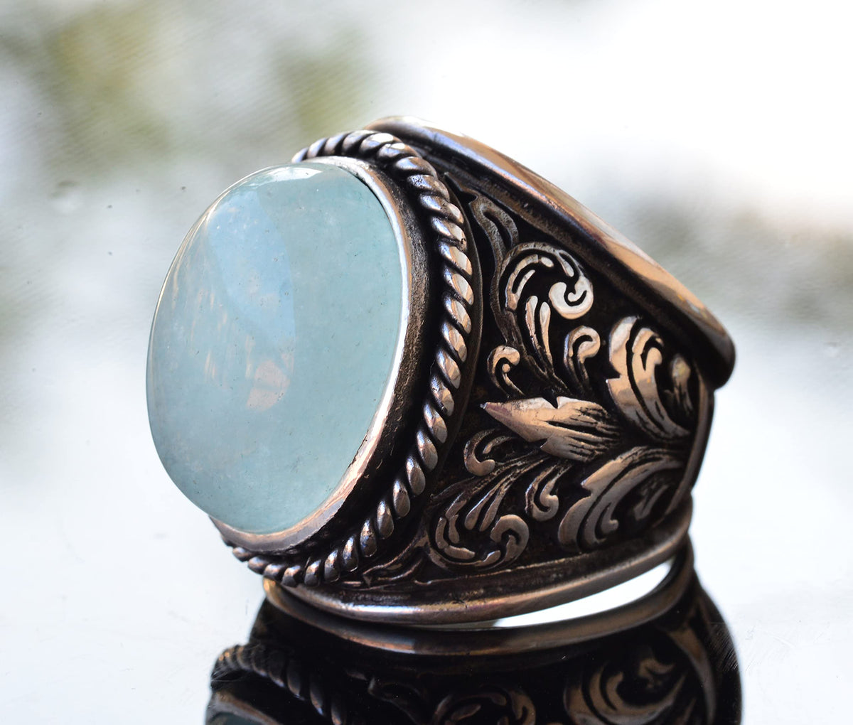 925 Sterling Silver Ring for Diamond Stone Collection - Aquamarine — 4