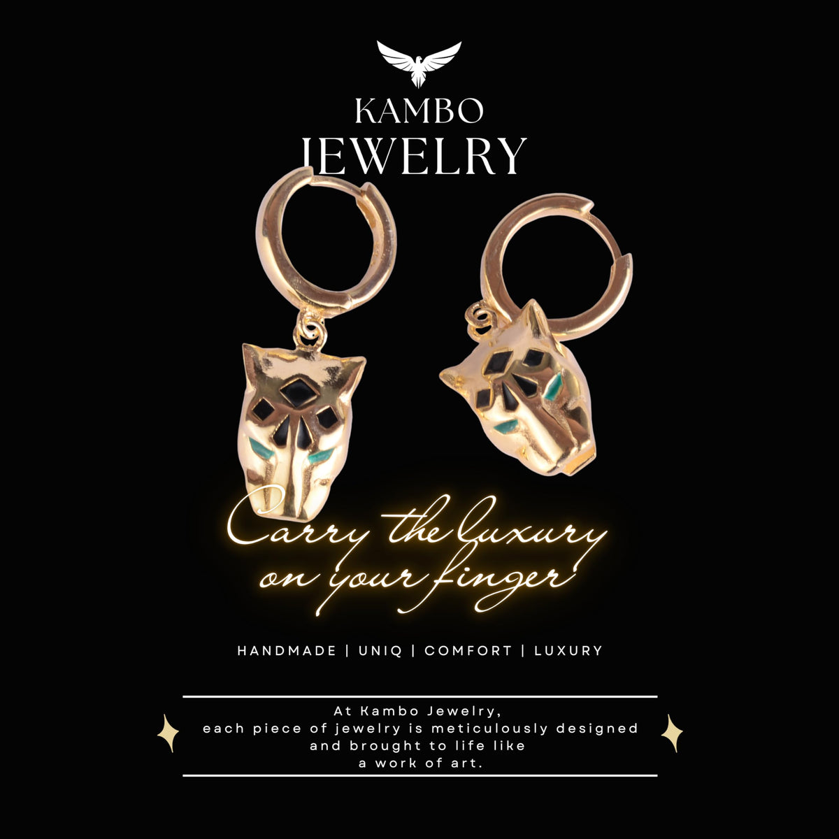 Gold Plated Silver Cat Earrings for Women – Cute Cat Face Hoop Dangle Earrings Minimalist Animal Jewelry — 3