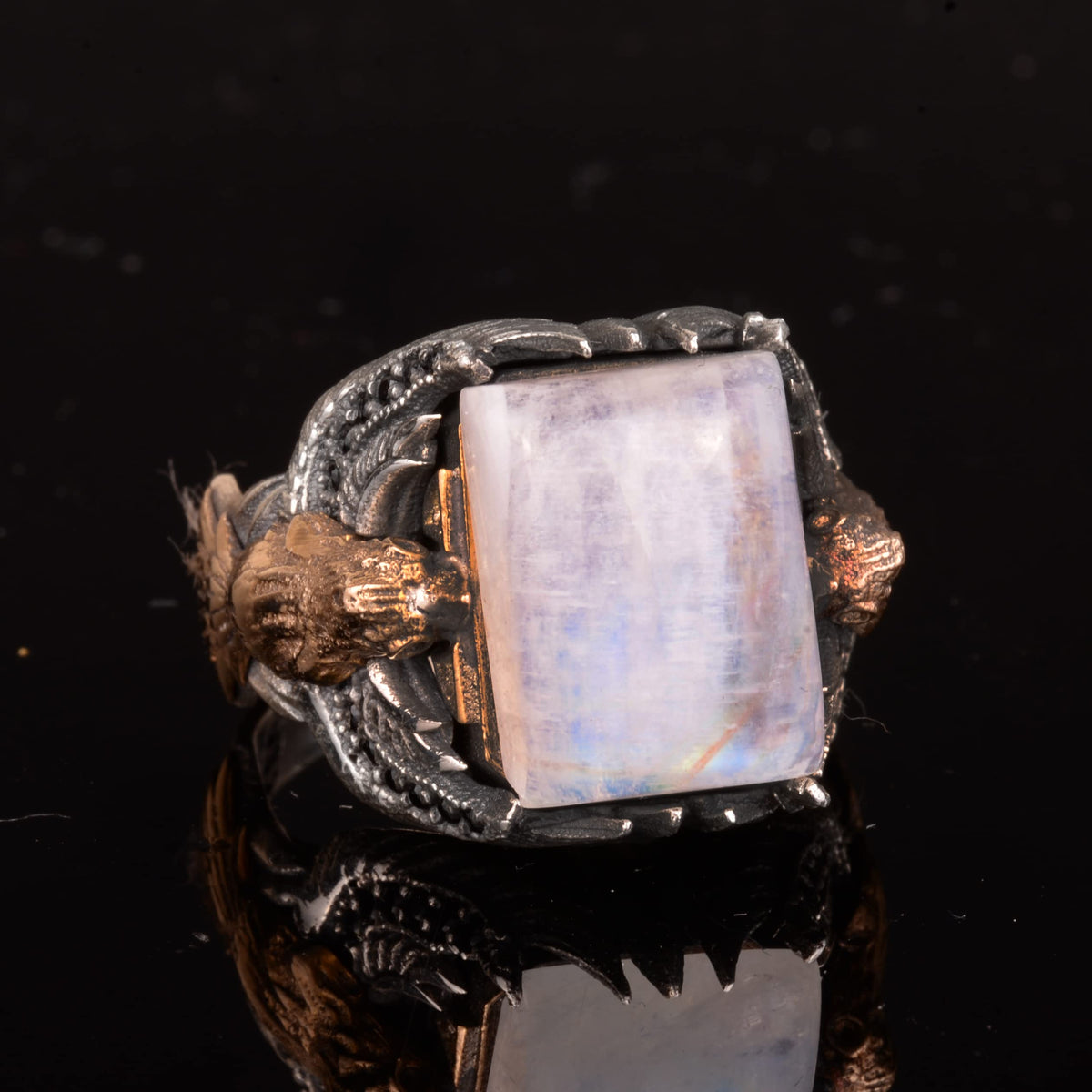 Natural Moonstone Eagle Men's Ring — 6