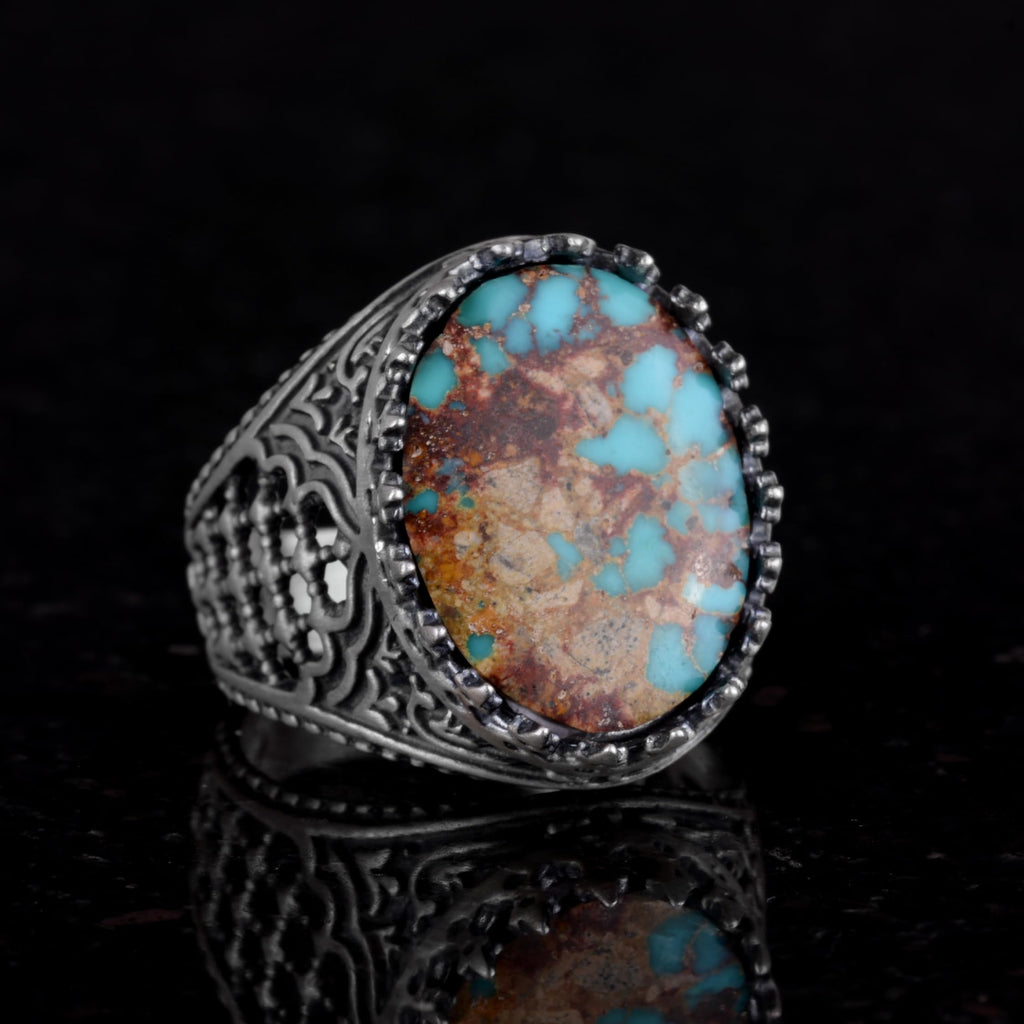 Sultan Ring - Natural Turquoise Stone 925 Sterling Silver Ring — 3