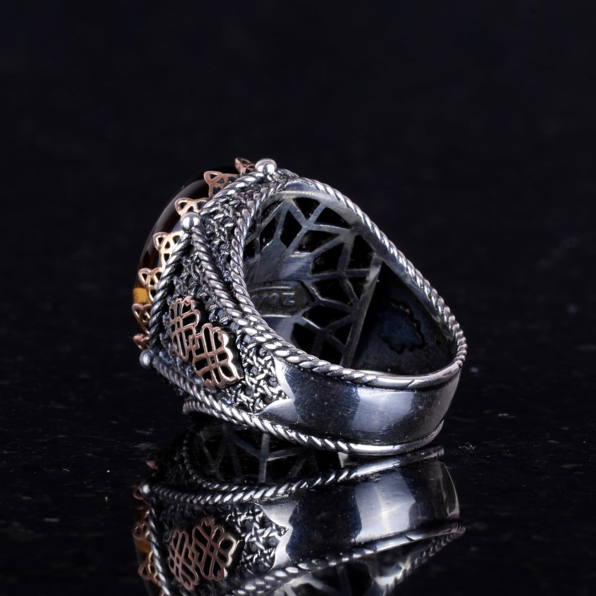 Handmade Tiger's Eye Natural Stone Ring — 5