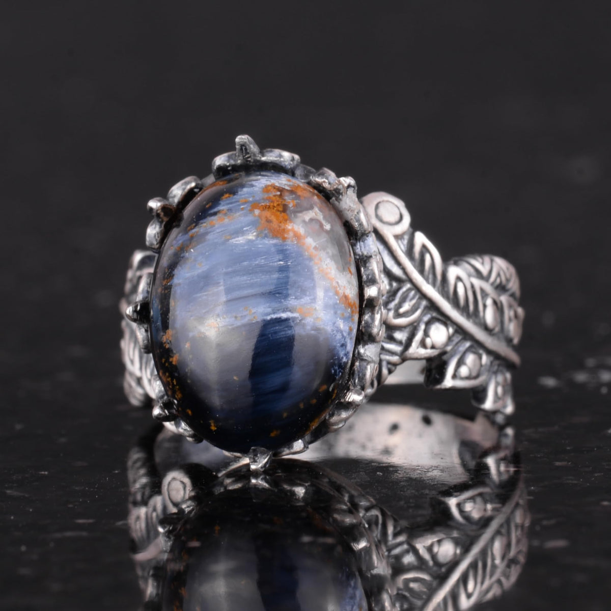 Handmade 925 Sterling Silver Ring - Natural Pietersite Stone — 6