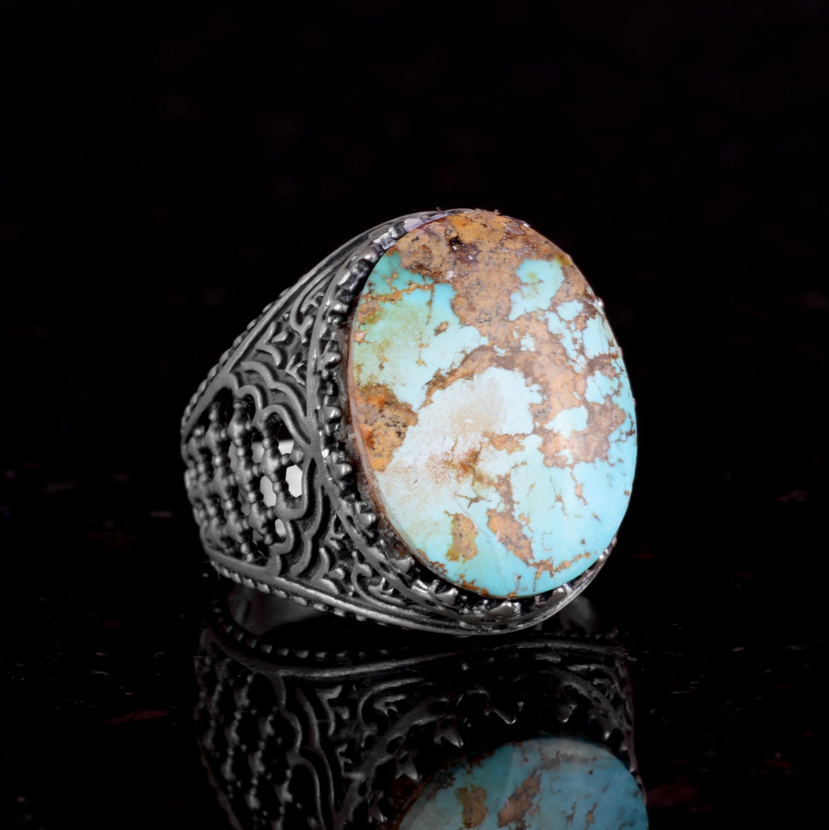 Natural Arizona Turquoise Stone 925 Sterling Silver Ring (Model-2) — 3