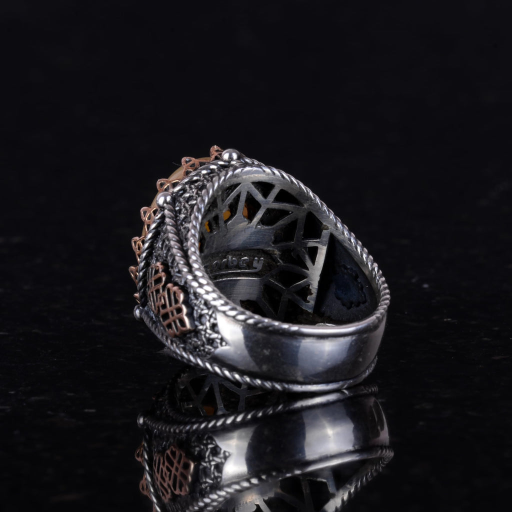 Natural Yellow Agate Stone Ring (Model-2) — 6