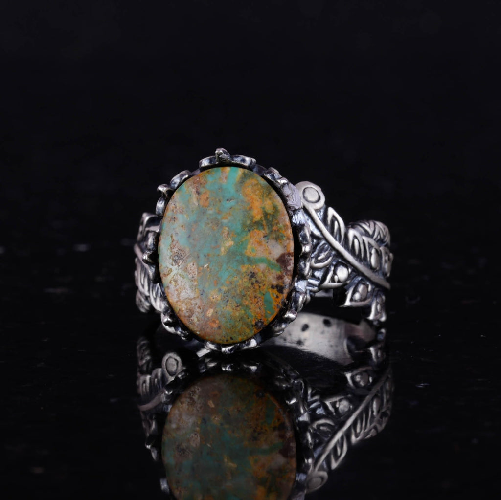 Natural Arizona Turquoise Stone Ring, 925 Sterling Silver Ring, Minimalist Handmade Ring (Model-8) — 6