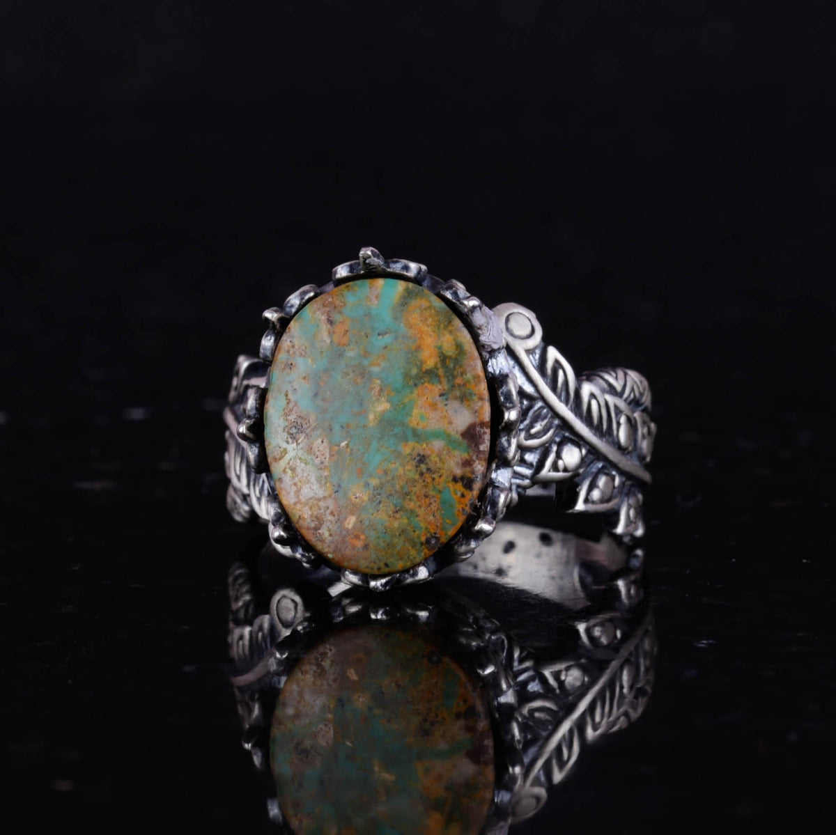 Natural Arizona Turquoise Stone Ring, 925 Sterling Silver Ring, Minimalist Handmade Ring (Model-8) — 6