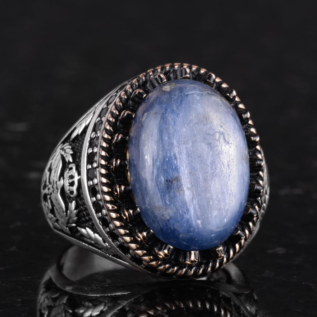 Natural Kyanite Stone Handmade Falcon Ring - 925 Sterling Silver — 5