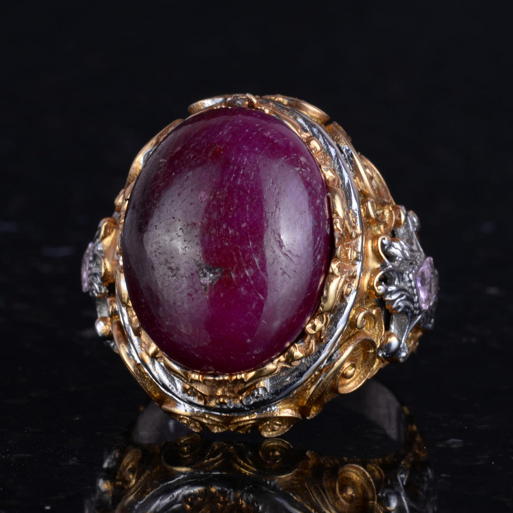 Natural Ruby Stone Sultan Ring - 925 Sterling Silver — 6