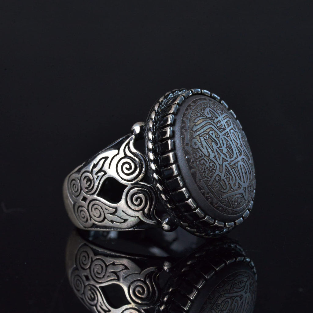 Natural Hematite Stone Ring, Islamic Silver Ring, 925 Sterling Silver Ring — 4