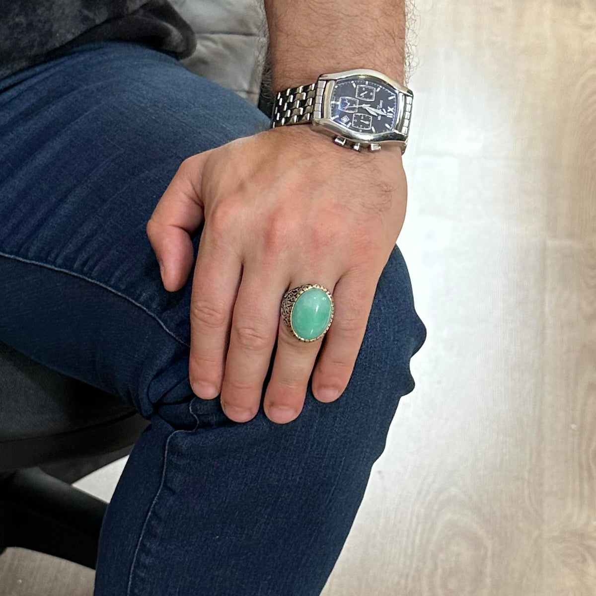 Natural Amazonite Stone Ring - 925 Sterling Silver — 2