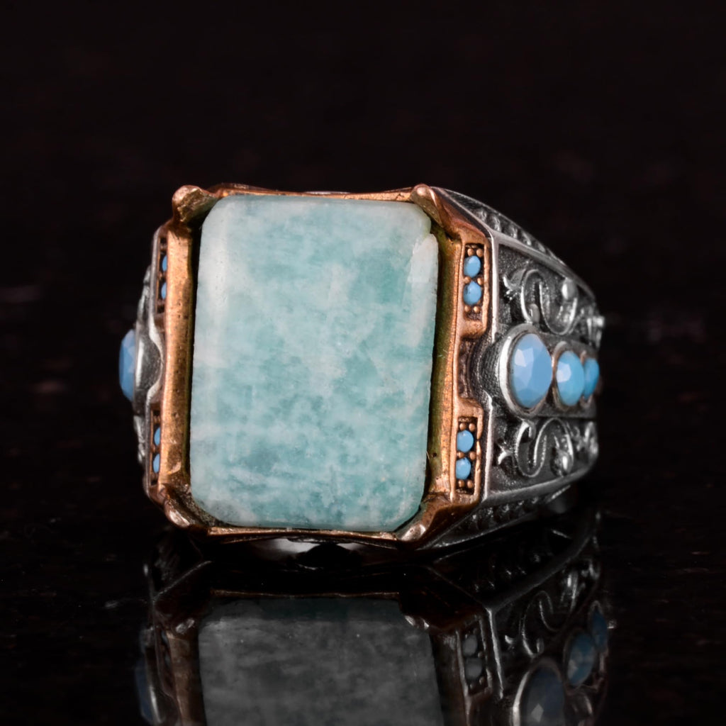 Natural Amazonite Stone Ring - 925 Sterling Silver — 6