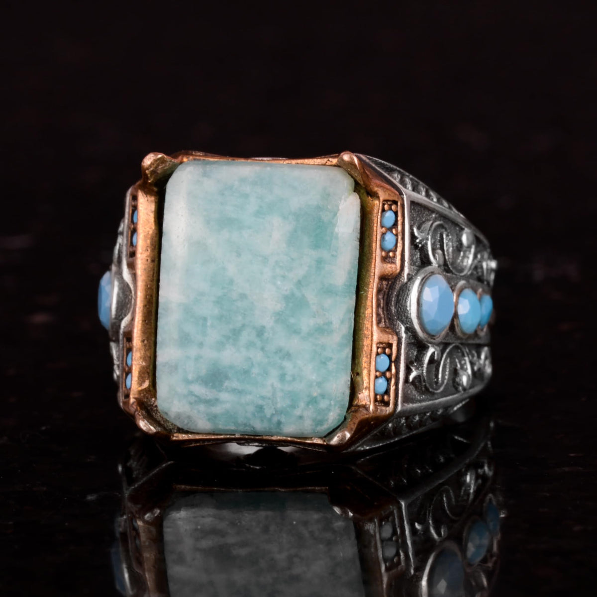 Natural Amazonite Stone Ring - 925 Sterling Silver — 6