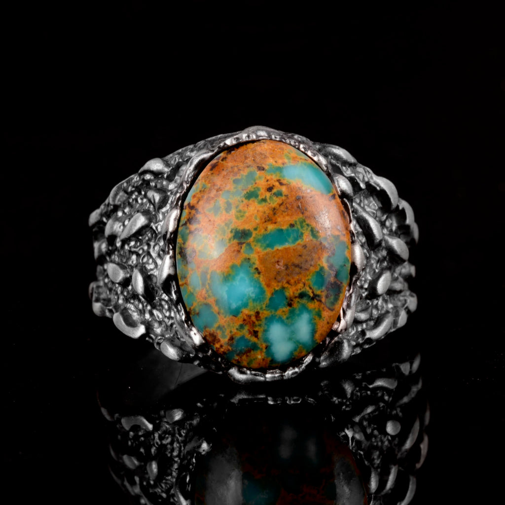 Natural Arizona Turquoise Stone Ring (Model-8) — 2