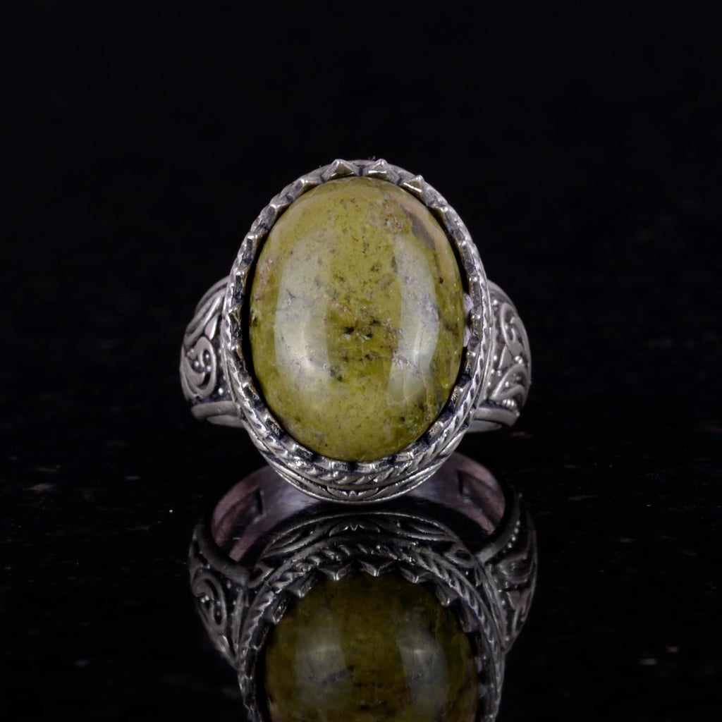 Handmade Unakite Stone Ring - 925 Sterling Silver Men's Ring — 2