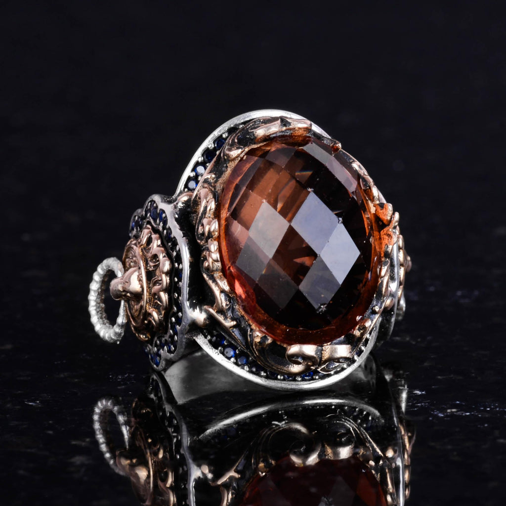 Sultanite Stone Ring, 925 Sterling Silver Men's Ring, Handmade Lion Head Men's Ring — 4