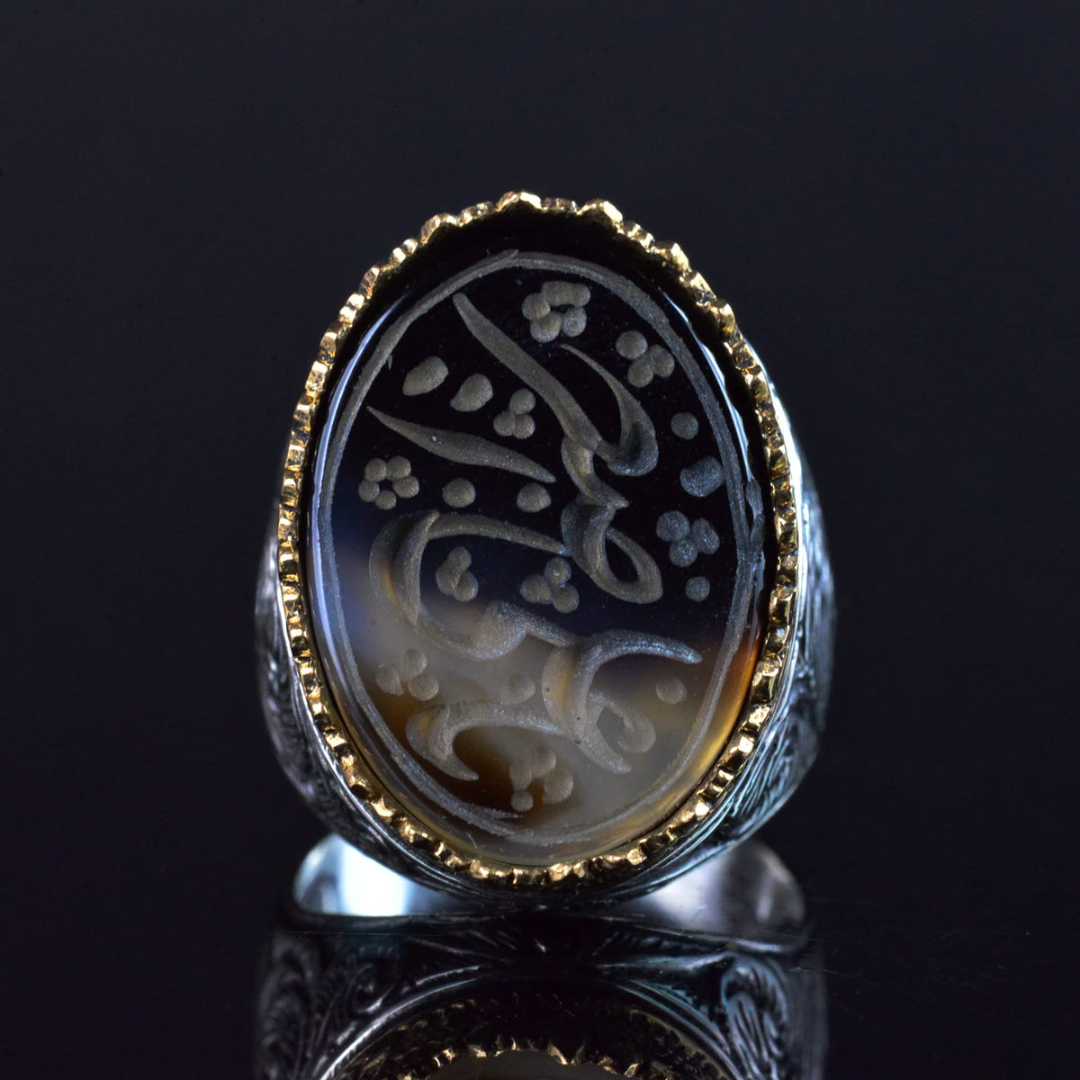 Handcrafted Yemen Agate Stone Ring, 925 Sterling Silver Men's Ring, Stylish Islamic Jewelry — 5
