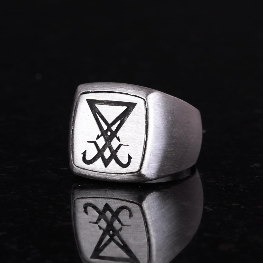 Sigil Ring, Lucifer Ring, Witchcraft, Alchemy, Demonic Men's Ring, Sacred Geometry, 925 Sterling Silver Ring — 5