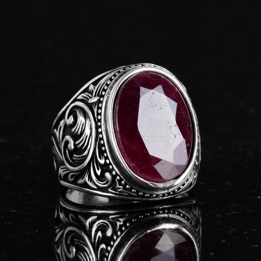 Natural Ruby Stone Ring - 925 Sterling Silver — 6
