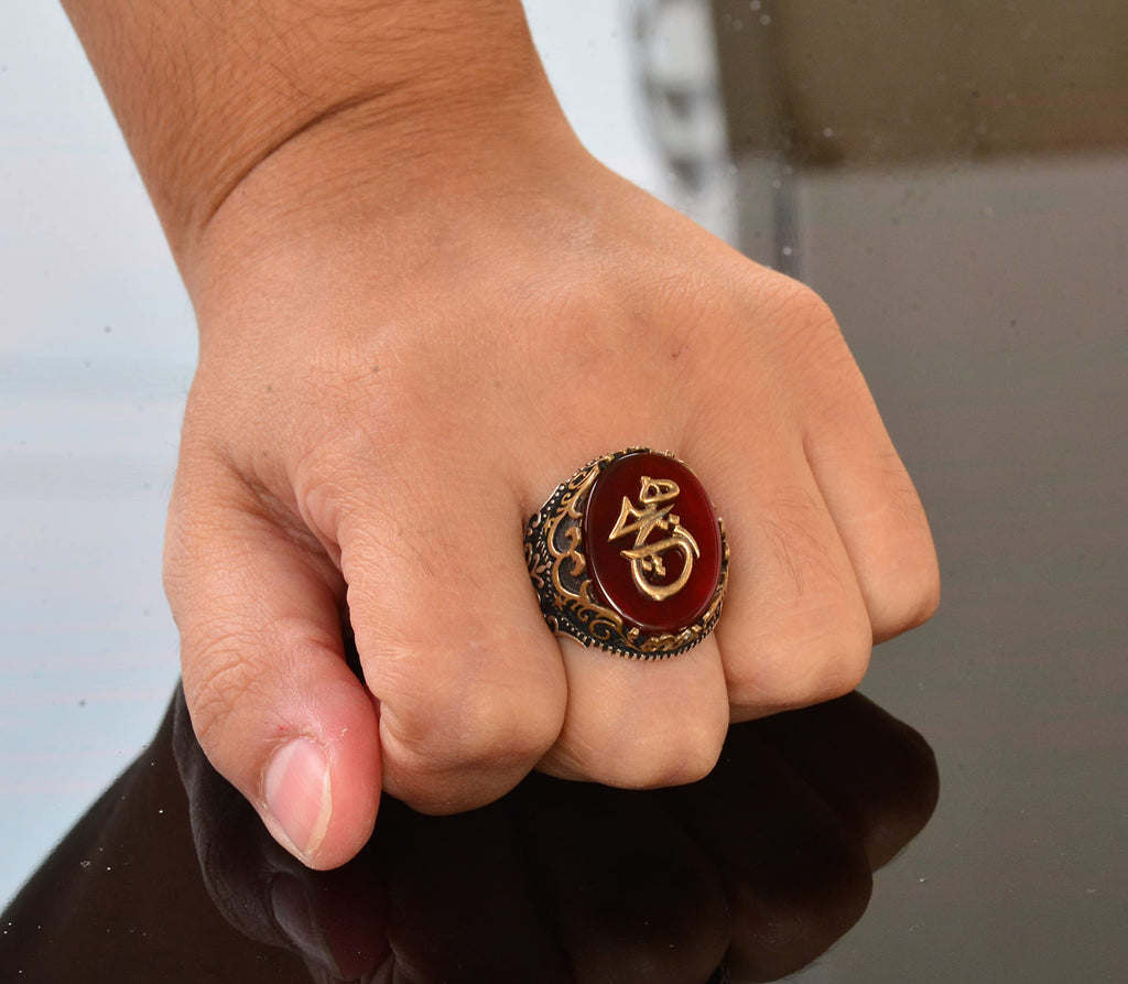 Natural Red Agate Stone Ring - 925 Sterling Silver (Model-2) — 7