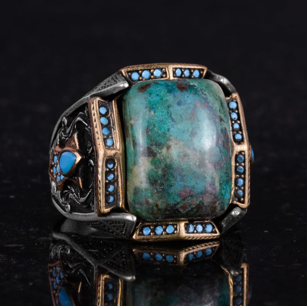 Natural Stone Ring - Handmade Ring - 925 Sterling Silver Ring — 5