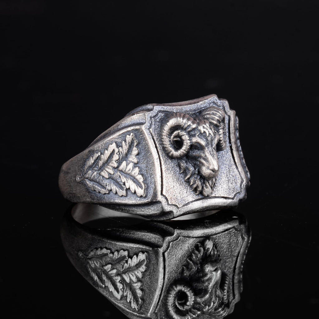 KAMBO 925 Sterling Silver Men's Ram Head Ring – Symbol of Strength, Leadership, and Aries Power – Handmade Vintage Animal Design — 6