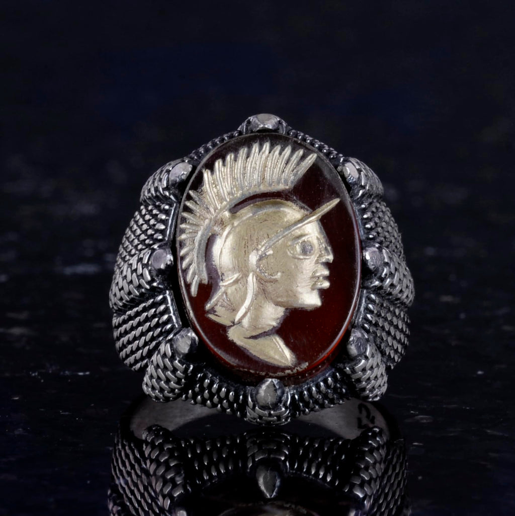 Natural Agate Stone Men's Ring - Chef Ring - 925 Sterling Silver Ring — 4