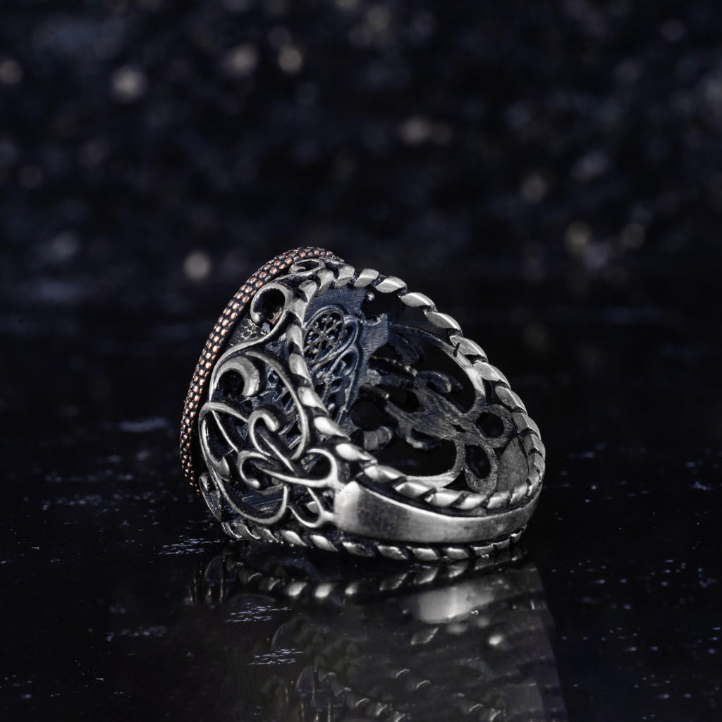 KAMBO Grim Reaper Men's Ring – 925 Sterling Silver Serpent Wrapped Frame Design – Handmade Gothic Death Reaper Jewelry – Filigree Skeleton Statement Ring — 6