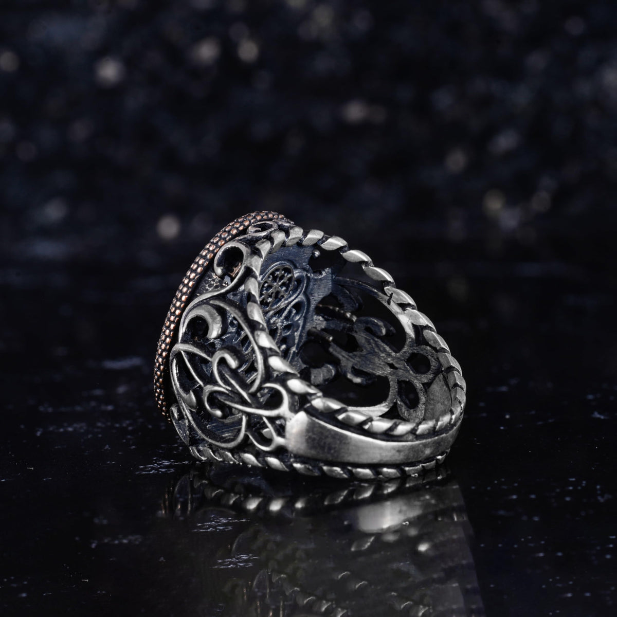 KAMBO Grim Reaper Men's Ring – 925 Sterling Silver Serpent Wrapped Frame Design – Handmade Gothic Death Reaper Jewelry – Filigree Skeleton Statement Ring — 6