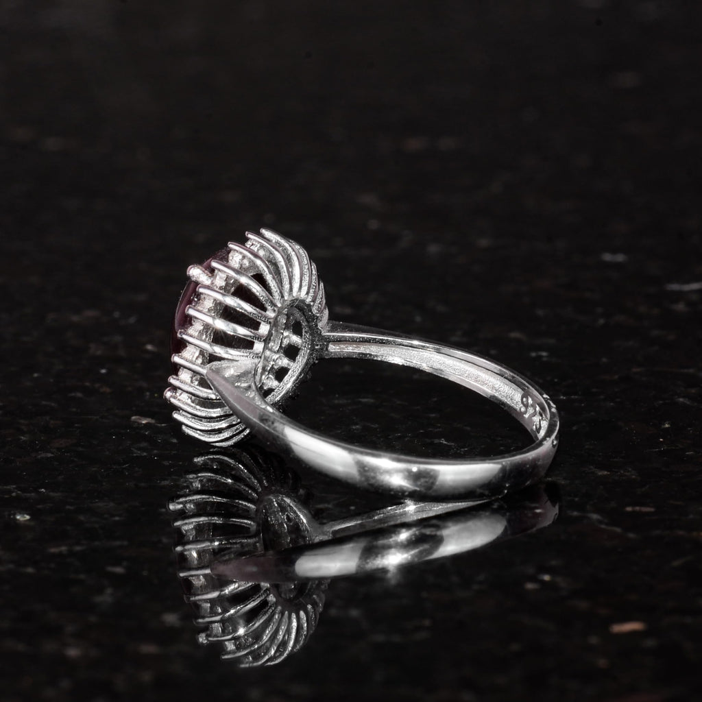 Silver Women's Ring - Natural Star Garnet — 7