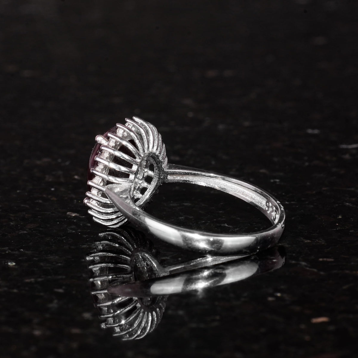 Silver Women's Ring - Natural Star Garnet — 7