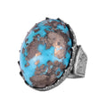 KAMBO 925 Sterling Silver Natural Turquoise Stone Large Men's Ring – Handmade Spiritual Healing Jewelry (Style-3)
