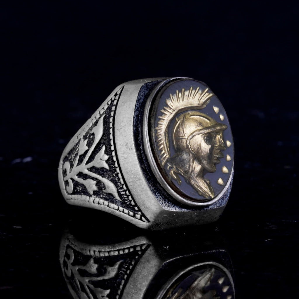 American Chief Ring - Natural Red Agate Stone Ring - 925 Sterling Silver Ring - Carved Stone Ring — 5