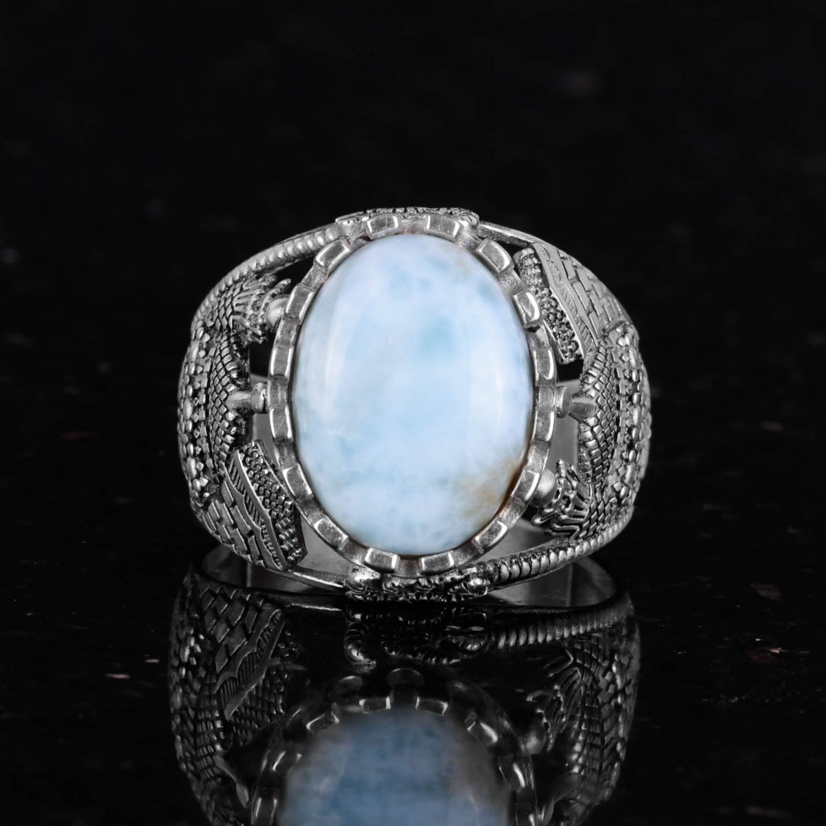 KAMBO Natural Larimar Gemstone Ring — 3
