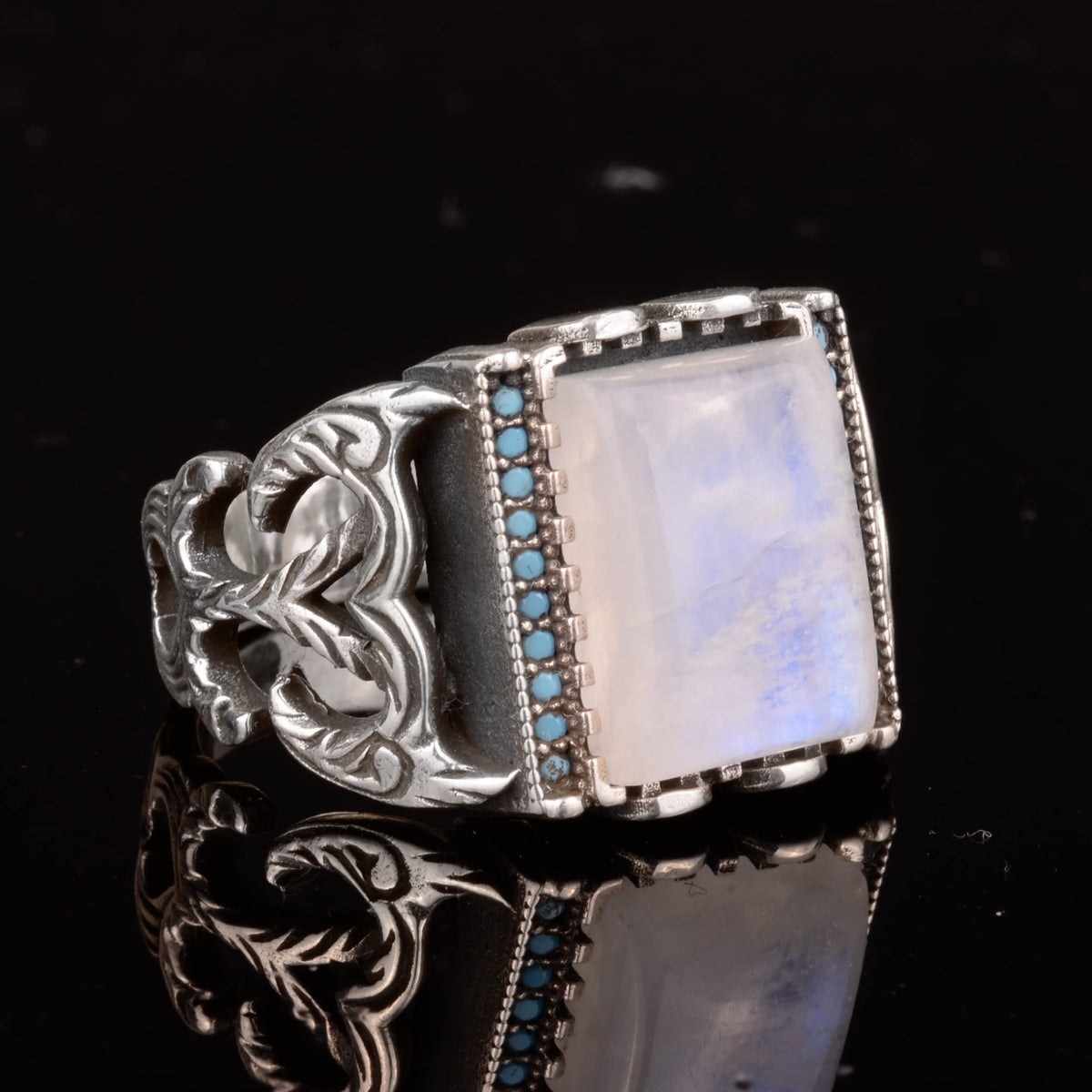 Natural Moonstone Ring - 925 Sterling Silver — 4