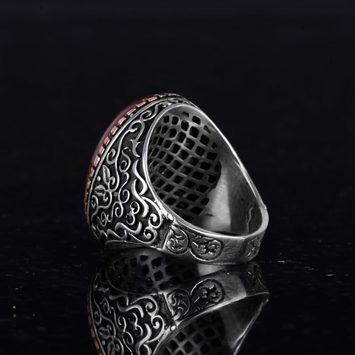 Large Ring, Natural Red Bloodstone Ring, 925 Sterling Silver Ring — 7
