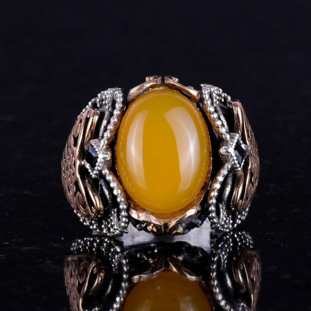 Natural Yellow Agate Stone Handmade Ring — 2
