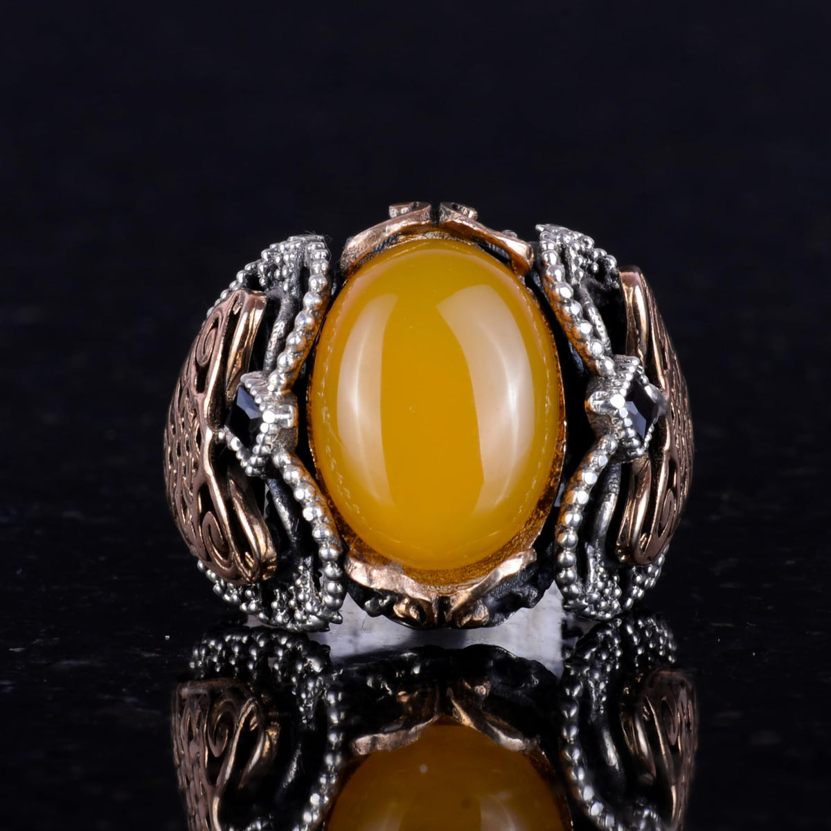 Natural Yellow Agate Stone Handmade Ring — 2