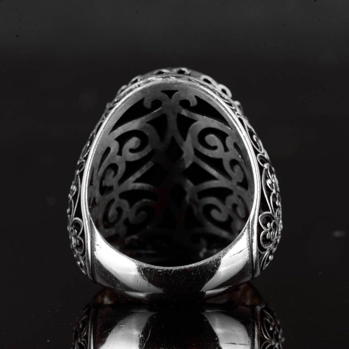 Natural Bloodstone Ring, 925 Sterling Silver Men's Ring — 6