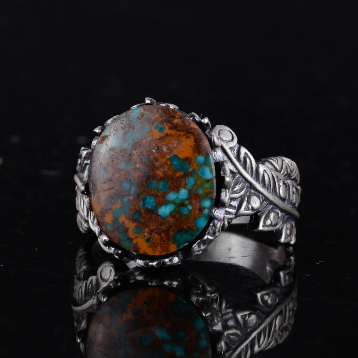 Natural Arizona Turquoise Stone Ring - 925 Sterling Silver (Model-8) — 6